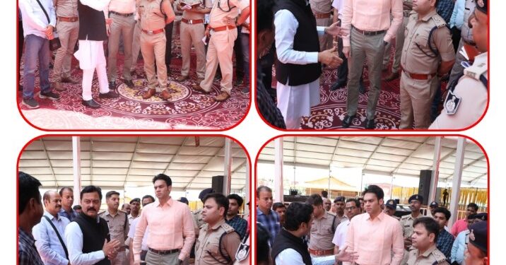 विधायक पाठक, कलेक्टर व एस. पी.ने किया ग्राम बंजारी में बने हेलीपैड एवं सभा स्थल का निरीक्षण