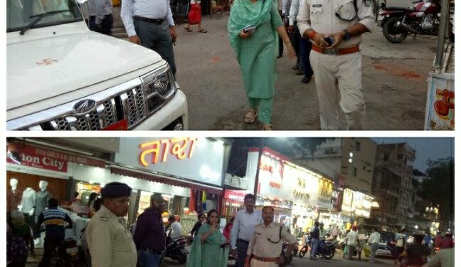 एसडीएम नगर नर्मदापुरम श्रीमती संपदा गुर्जर ने नगर में यातायात व्यवस्था का किया निरीक्षण