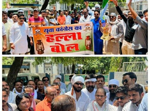 युवा कांग्रेस ने किया एमपीईबी कार्यालय का घेराव किया,दी चेतावनी नहीं सुधरी व्यवस्था तो करेंगे चक्का जाम