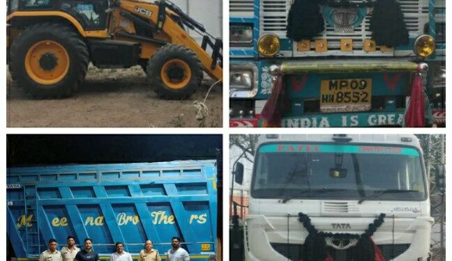 अवैध उत्खनन एवं परिवहन के खिलाफ प्रभावी कार्रवाई,2 ट्रक, 2 डंपर एवं 1 जेसीबी जप्त