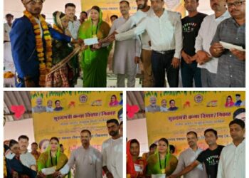 कुंडेश्वर धाम में मुख्यमंत्री कन्या विवाह योजना अंतर्गत सामूहिक विवाह का हुआ आयोजन, पूर्व नगर पालिका अध्यक्ष लक्ष्मी गिरी ने पहुंच कर नव जोड़ो को दिया आशीर्वाद