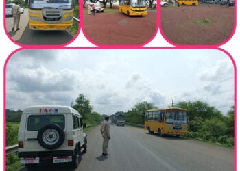 परिवहन जाँच दल ने की जिले के विभिन्न मार्गो पर स्कूल बसों सहित सभी बसों की बारीकी से जाँच