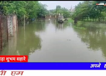 जल संसाधन विभाग के अधिकारियों की लापरवाही से कार्यालय और कर्मचारियों के मकान में जलभराव बना अस्थाई तालाब