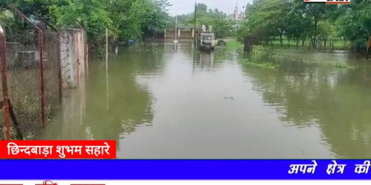 जल संसाधन विभाग के अधिकारियों की लापरवाही से कार्यालय और कर्मचारियों के मकान में जलभराव बना अस्थाई तालाब