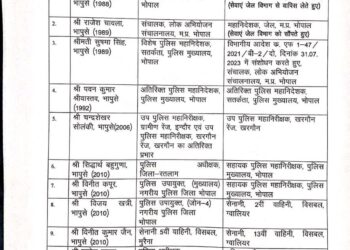 मध्य प्रदेश में 34 आईपीएस अफ़सरों के तबादले, आठ ज़िलों के पुलिस अधीक्षक बदले गये