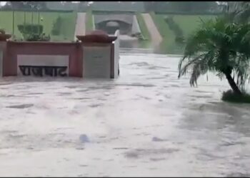 दिल्ली महात्मा गांधी की समाधि राजघाट के मेन गेट तक पहुंचा यमुना बाढ़ का पानी देखिए VIDEO