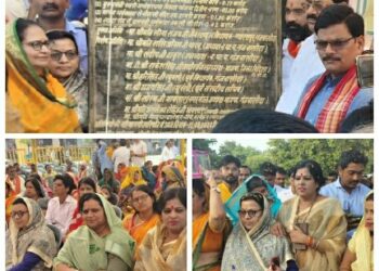 यात्रा का स्वागत कर विकास कार्य का भूमि पूजन एवं लोकार्पण किया सागर में बन रहा है संत रविदास जी महाराज का भव्य मंदिर