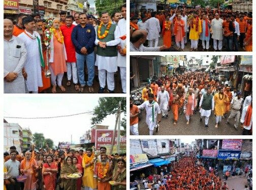 बोल बम के नारे के साथ सेठानी घाट से सोहागपुर के लिए निकली महादेव समरसता कावड़ यात्रा, हर हर नर्मदे के जयघोष से गूंजा सेठानी घाट