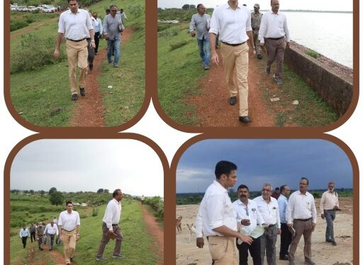 बहोरीबंद के कूडन जलाशय में कराये जा रहे वेस्ट वियर कार्य का कलेक्टर ने किया निरीक्षण