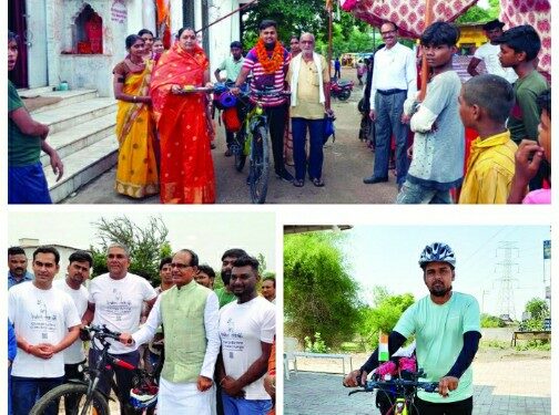 7 राज्यों में 12 हजार किलोमीटर की साइकिल यात्रा की अभिनव ने कोरोना महामारी के दौरान ऑक्सीजन संकट को देखते हुए पर्यावरण संरक्षण, पौधारोपण एवं स्वास्थ्य के प्रति लोगों को किया जागरूक