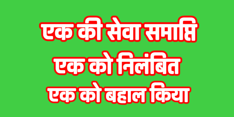 एक स्वास्थ्य कर्मी की सेवा समाप्ति, एक को निलंबित और एक को बहाल किया