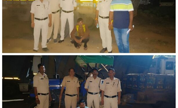 खनिज अधिकारी दिवेश मरकाम के नेतृत्व में राजौन खदान से अवैध रेत का परिवहन करते एक ट्रक पकड़ाया