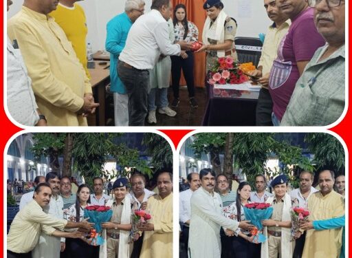 स्टेशन रोड के व्यापारियों ने किया जीआरपी थाना प्रभारी का सम्मान