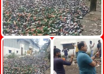 देखिए VIDEO आबकारी विभाग ने नष्ट की 1 करोड़ 30 लाख की बियर 6 महीने से अधिक पुरानी बिना बिकी 6562 पेटी बीयर की गई नष्ट  रोडरोलर से की गई हजारों बियर बोतलें नष्ट