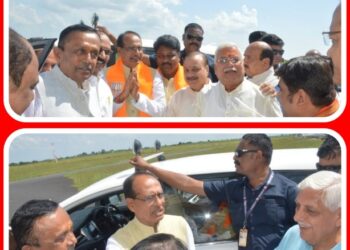 डुमना विमानतल पर मुख्यमंत्री श्री चौहान का हुआ आत्मीय स्वागत