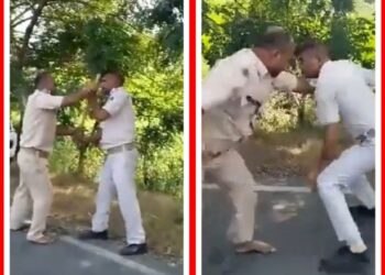 पुलिस कर्मियों की सड़क पर हाथापाईं का वीडियो हुआ वायरल, 112 आपातकालीन वाहन पर तैनात दो जवानों का आपस में हुआ था विवाद, एसपी ने दोनों को कर दिया सस्पेंड