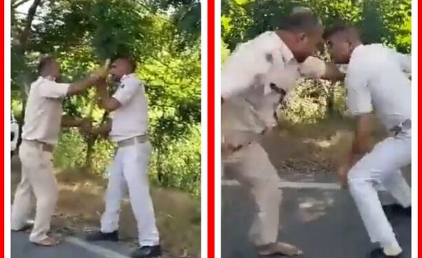 पुलिस कर्मियों की सड़क पर हाथापाईं का वीडियो हुआ वायरल, 112 आपातकालीन वाहन पर तैनात दो जवानों का आपस में हुआ था विवाद, एसपी ने दोनों को कर दिया सस्पेंड