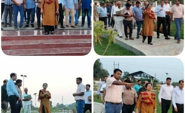 उन्नाव जिला अधिकारी अपूर्वा दुबे ने क्रिटिकल गैप्स योजना के अंतर्गत ग्राम सरैया में स्टेडियम के बगल में निर्माणाधीन पार्क का निरीक्षण कर