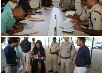 गोटेगाँव में कलेक्टर एवं एसपी ने ली बैठक राजस्व एवं पुलिस विभाग का अमला रहा मौजूद