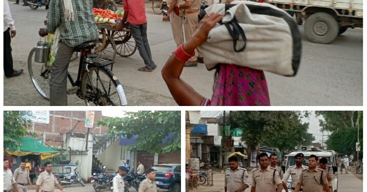 थाना प्रभारी पवई ने दलबल के साथ नगर में किया फ्लेग मार्च सड़क पर वाहन खड़ा करने वाले एवं दुकान लगाने वाले लोगों को दी समझाइस