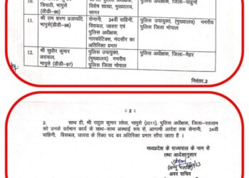 गृह विभाग द्वारा भापुसे के अधिकारियों को वर्तमान पदस्थापना से स्थानांतरित करते हुए अस्थाई रूप से आगामी आदेश तक नवीन पदस्थापना के आदेश जारी किए गए हैं। मैहर पुलिस अधीक्षक सुधीर अग्रवाल