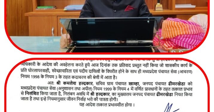 खाम्हा और कुआं सचिव निलंबित