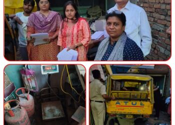 रसोई गैस की अवैध रिफिलिंग करते पाये जाने पर तीन घरेलू सिलेंडर, इलेक्ट्रिक मोटर और ऑटो रिक्शा जप्त