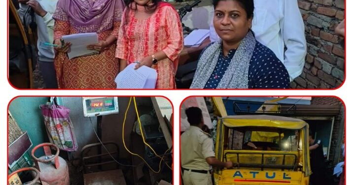 रसोई गैस की अवैध रिफिलिंग करते पाये जाने पर तीन घरेलू सिलेंडर, इलेक्ट्रिक मोटर और ऑटो रिक्शा जप्त