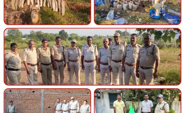 आबकारी विभाग की बड़ी कार्यवाही  3 लाख 70 हजार रूपये की मदिरा जप्त  3005 किलोग्राम महुआ लाहन, 39 लीटर हाथ भट्टी मदिरा जप्त