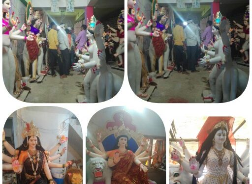 सिलौंडी में जगह जगह माँ दुर्गा की प्रतिमाएं विराजित सिलौंडी के कलाकारों हाथों से बनी सैकड़ों प्रतिमाओं अलग अलग होगी विराजमान