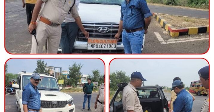 आदर्श आचरण संहिता के पालन में वाहनों की जांच कार्यवाही जारी 33 चालान बनाए जाकर 53 हजार शमन शुल्क वसूला गया