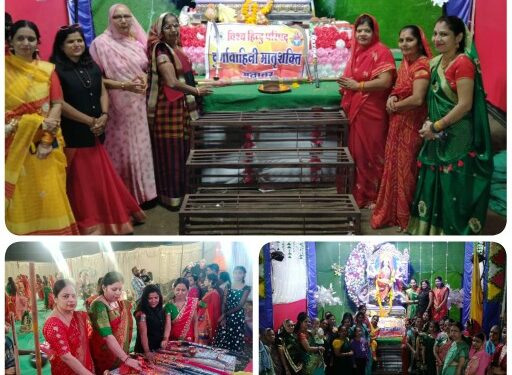 विश्व हिंदू परिषद मातृशक्ति दुर्गा वाहिनी मनावर द्व्रा किया शस्त्र पूजन