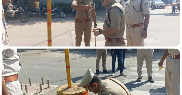 कटनी यातायात पुलिस का अभिनव प्रयास, दुर्घटना सम्भावित क्षेत्र में लगवाए क्रैश बैरियर।
