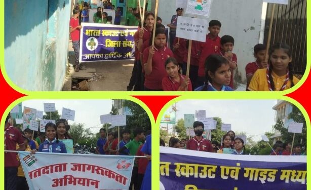 सीएम राइज स्कूल झिन्झरी मे पोस्टर मेकिंग एवं रैली के मध्यम से दिया गया मतदाता जागरूकता का संदेश