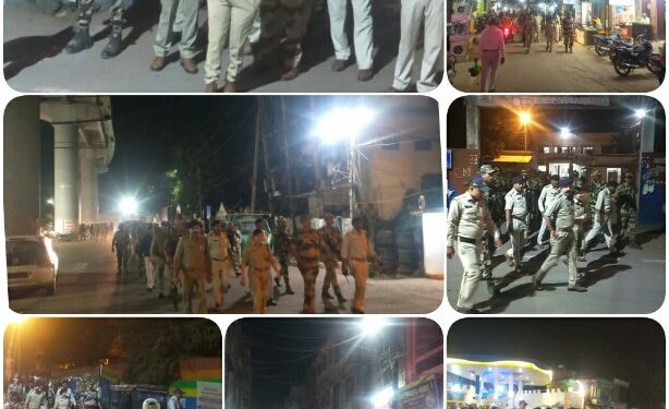 रविवार देर शाम नगर पुलिस अधीक्षक श्रीमती ख्याति मिश्रा एवं शहर कोतवाल आशीष शर्मा की अगुवाई में सीआईएसएफ के दल ने नगर में पैदल मार्च किया।