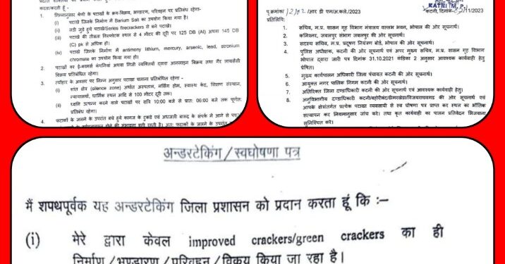 अतिरिक्त जिला दण्डाधिकारी ने जारी किया पटाखों को लेकर प्रतिबंधात्मक आदेश हानिकारक रसायनों से बने पटाखों के क्रय-विक्रय, भंडारण एवं परिवहन पर रोक ऑनलाइन विक्रय पर भी रहेगा प्रतिबंध