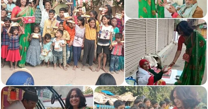 गरीब बेसहारा जरूरत मंदों बच्चों, बुजुर्गों , महिलाओं , दिव्यांगो जनो के साथ मनाई दीवाली —— * झुग्गी झोपड़ी में रहने वाले बच्चों और जालपा मंदिर एंव कमानिया गेट हनुमान मंदिर के बाहर भिक्षावृत्ति करने वाले भिक्षुओं के साथ मनाई दीवाली
