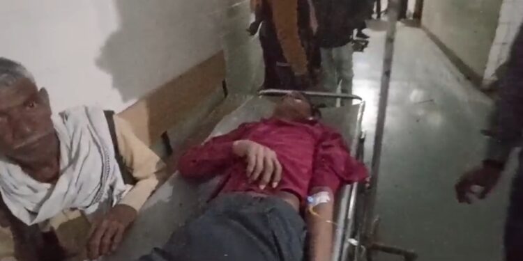 भैंस से बाइक टकराने से दो लोग हुए घायल एक जिला अस्पताल के लिए रेफर,,,
