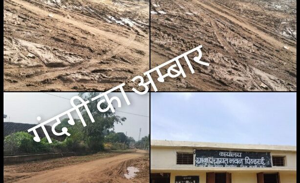 गंदगी का अम्बार लगा पिंडरई गांव की गलियां  प्रशासन आंख मूद कर सो रहा देखे VIDEO