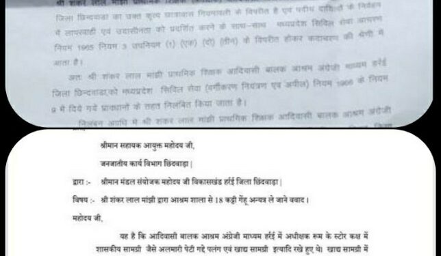 *खबर का हुआ असर*  *अधीक्षक को छात्रावास से गेहूं की बोरिया घर ले जाना पड़ा महंगा…..*  *जांच के आधार पर छात्रावास अधीक्षक को किया गया निलंबित*
