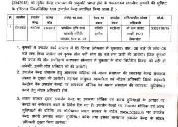 तहसील ढ़ीमरखेड़ा में तृतीय उपार्जन केन्द्र स्थापित  कृषकों को उपार्जन कार्य में मिलेगी सुविधा