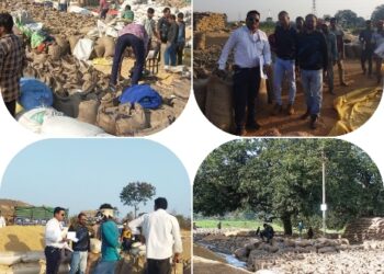 उपार्जन केंद्रों में लगा धान की उपज का अम्बार  परिवहन न होने से धान की खरीदी हो रही प्रभावित, किसान और केंद्र प्रभारी परेशान ढीमरखेड़ा तहसील के सभी केंद्रों में नहीं हो पा रहा उठाव,बंद करनी पड़ रही है खरीदी