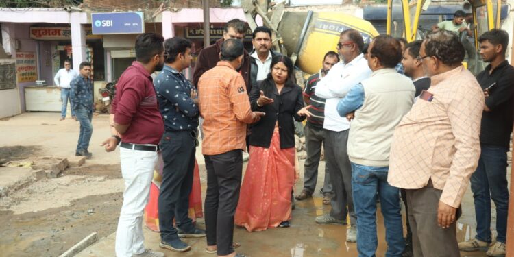 सडक निर्माण में गुणवत्ता से खिलवाड़ बर्दाश्त नहीं-महापौर  महापौर श्रीमति प्रीति संजीव सूरी ने संतकंवरराम वार्ड में निर्माणाधीन सडक का किया औचक निरीक्षण