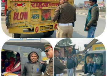*यातायात पुलिस द्वारा चलाया गया वाहन चेकिंग अभियान*
