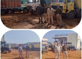 रेत के अवैध परिवहन पर हुई कार्यवाही संयुक्त टीम द्वारा 8 वाहन जप्त किए गए