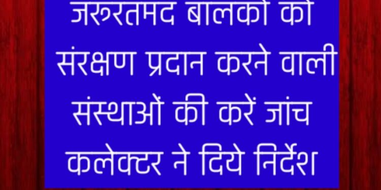 जरूरतमंद बालकों को संरक्षण प्रदान करने वाली संस्थाओं की करें जांच कलेक्टर ने दिये निर्देश