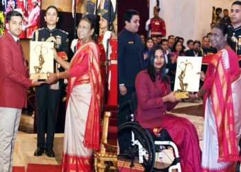 राष्ट्रीय खेल सम्मान से अलंकृत हुए मध्यप्रदेश के 3 खिलाड़ी, एक प्रशिक्षक राष्ट्रपति श्रीमती मुर्मु ने प्रदान किये अर्जुन और द्रोणाचार्य पुरस्कार खेल एवं युवा कल्याण मंत्री श्री विश्वास कैलाश सारंग ने दी बधाई