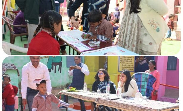 एफएलएन (मूलभूत साक्षरता और संख्यात्मकता) मेला में शामिल हुई कलेक्टर बच्चों द्वारा की जा रही गतिविधियों को देखा