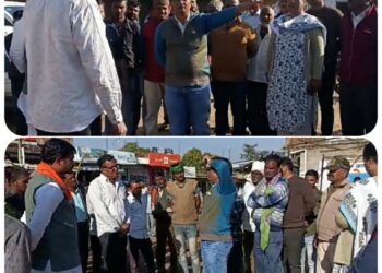 दुकान निर्माण के लिए एसडीएम ने लिया रीठी बस स्टैंड का जायजा,,
