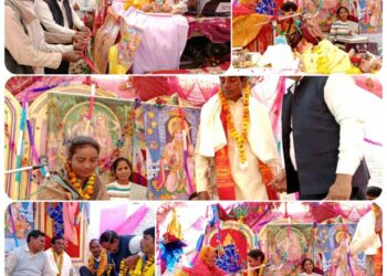 आदर्श कमेटी गुदारा पुर्वा में चल रही साप्ताहिक भागवत कथा के आज